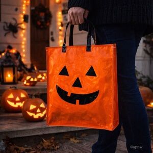 Halloween Jack O‎ Lantern Tote Bag Orange Pumpkin Trick Or Treat Candy Carry